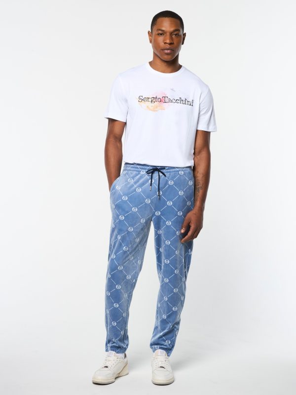 Cosimo Velour Track Pant- Faded Denim Online Sale - Image 3