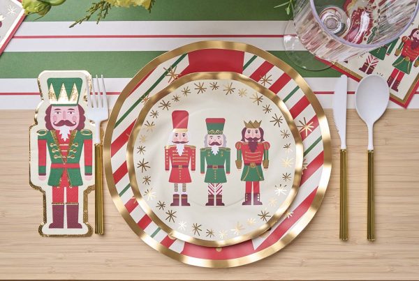 Wavy Salad Plate Nutcracker Christmas 8 pkg Fashion - Image 2