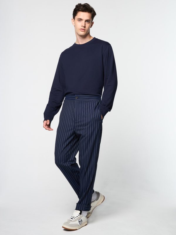 Gessato Suiting Track Pant- Maritime Blue Discount - Image 2