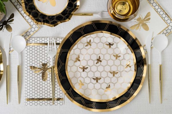 Honeybee Wavy Paper Salad Plate 8pk Discount - Image 5