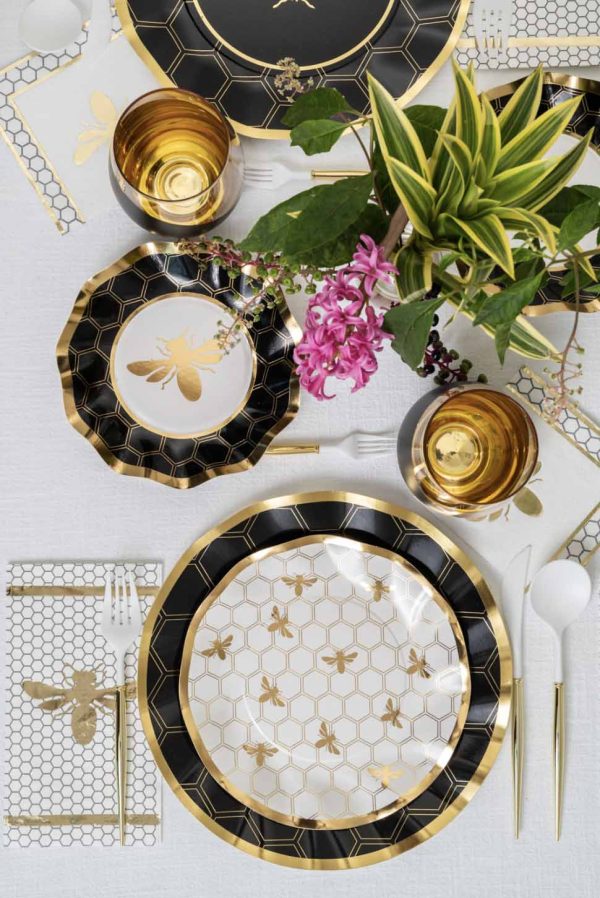 Honeybee Wavy Paper Salad Plate 8pk Discount - Image 3
