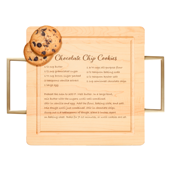 Maple Wood Cutting & Cheeseboard Square | Gold Handles | Recipe Board | 12 x 12  Online Hot Sale