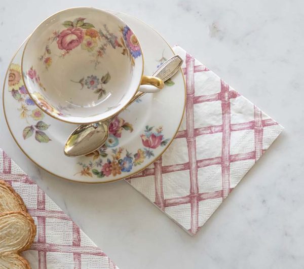 Pink Lattice Cocktail Napkin - pack of 20 Online Sale - Image 2