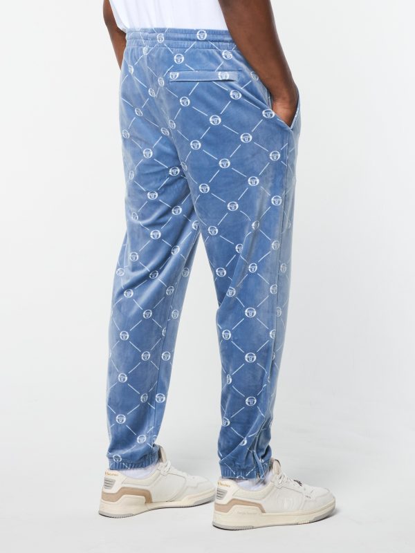 Cosimo Velour Track Pant- Faded Denim Online Sale - Image 4