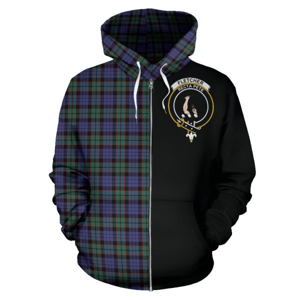 Fletcher Modern Tartan Crest Zipper Hoodie - Half Of Me Style Online now - Image 2