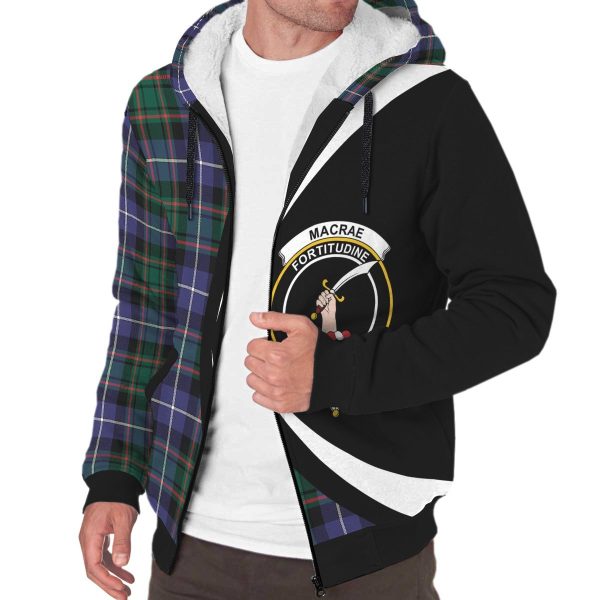 MacRae Hunting Modern Tartan Crest Sherpa Hoodie - Circle Style Hot on Sale - Image 3