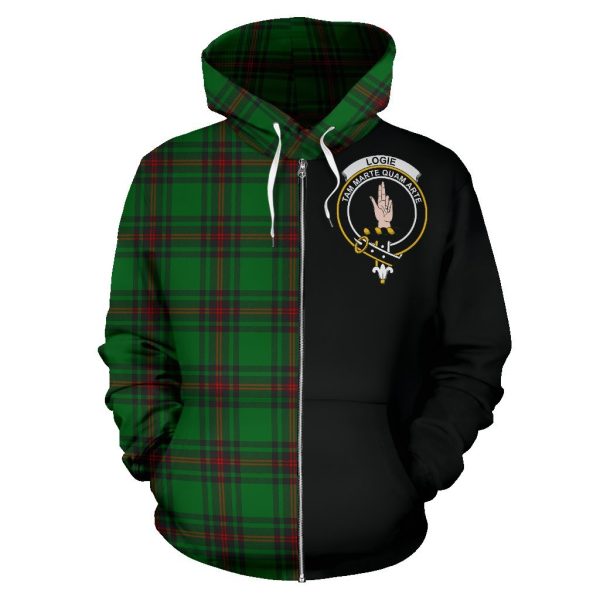 Logie Tartan Crest Zipper Hoodie - Half Of Me Style Online Hot Sale - Image 2