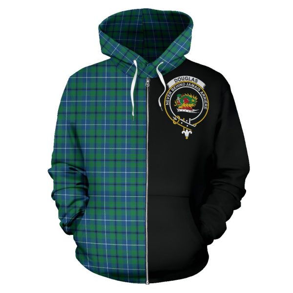 Douglas Ancient Tartan Crest Zipper Hoodie - Half Of Me Style Fashion